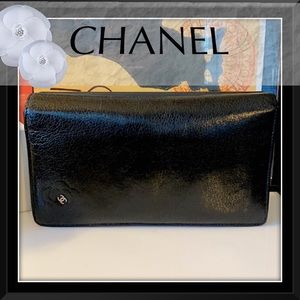 Authentic Chanel Camellia Embossed Lambskin Leather Long Bifold Wallet